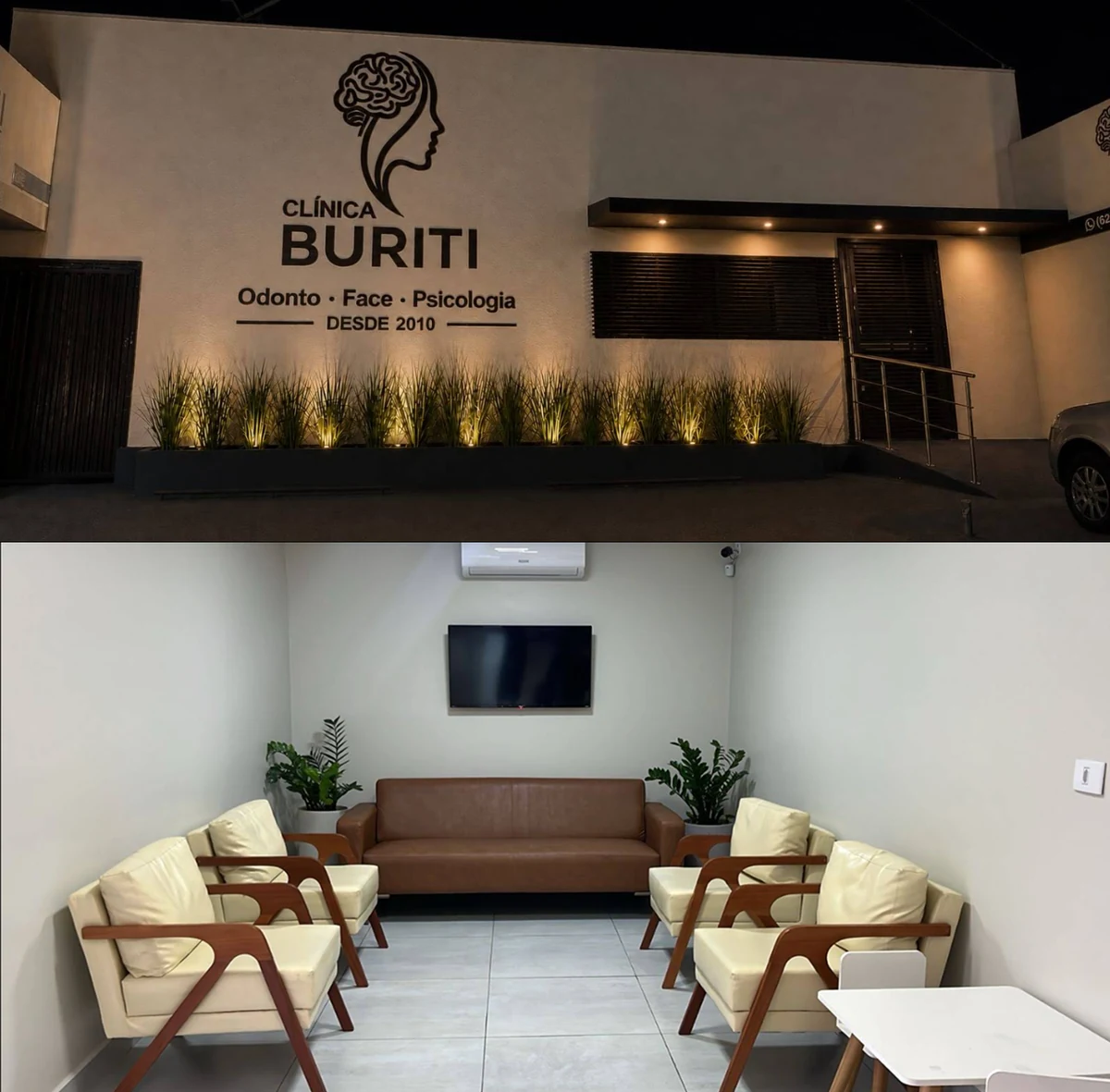 Fachada e recepção da Clínica Buriti